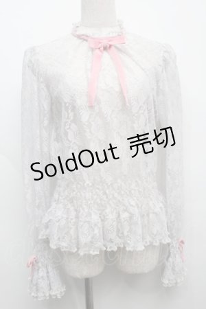 画像: 【SALE】Angelic Pretty / Lacy Girlブラウス  グレー S-25-09-12-049-AP-BL-HR-ZT065