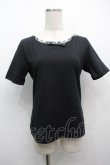 画像1: INGEBORG / ロゴ刺繍チェックパイピング半袖Tシャツ M ブラック S-25-09-12-062-LO-TS-SA-ZS (1)