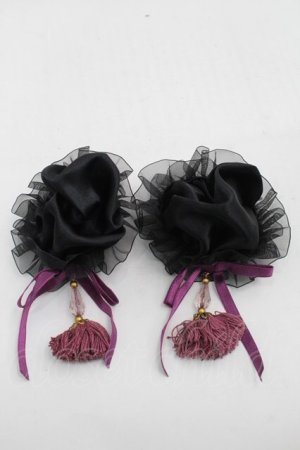 画像: Amavel / タッセル付　チャイナ風シニヨンカバー  黒ｘ紫 S-25-09-12-012-CA-AC-HR-ZS