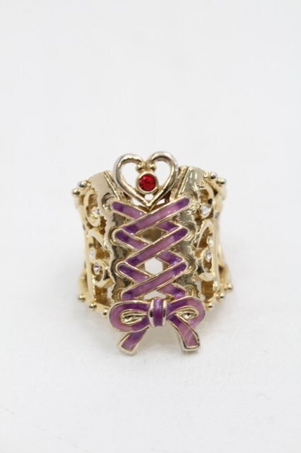 画像1: ANNA SUI / コルセットモチーフ　リング  ゴールド S-25-09-12-016-PU-AC-ET-ZS (1)