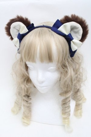 画像: Angelic Pretty / Sweet Bearスカートセットのカチューシャ  紺 S-25-09-12-024-AP-OP-HR-ZS