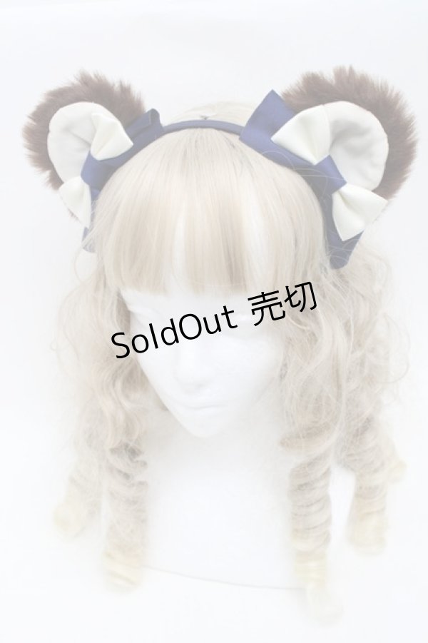 画像1: Angelic Pretty / Sweet Bearスカートセットのカチューシャ  紺 S-25-09-12-024-AP-OP-HR-ZS (1)