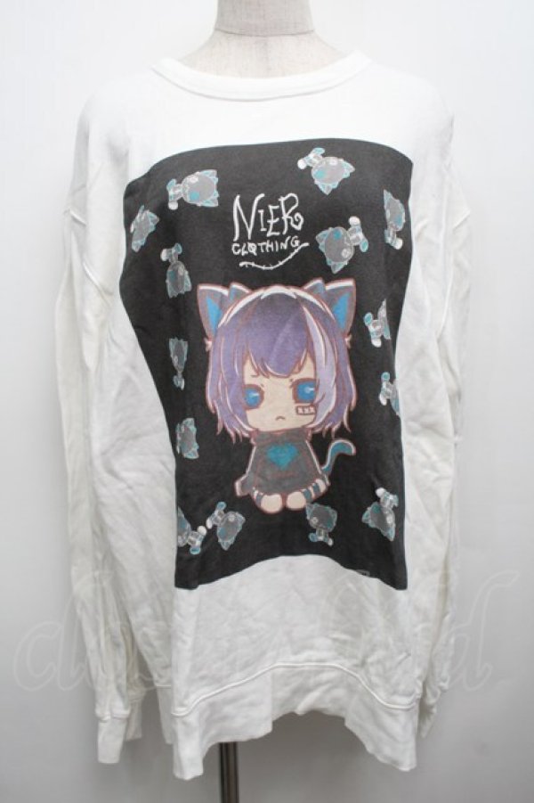 画像1: NieR Clothing / プリントスウェットトップス  白 S-25-09-13-006-PU-TO-HR-ZI (1)