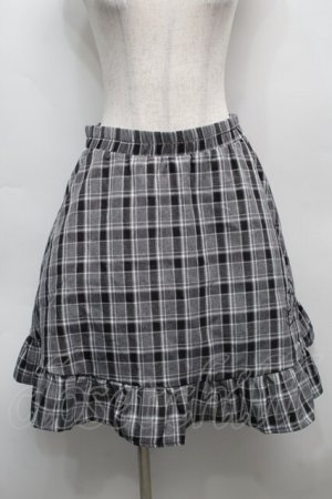 画像: NieR Clothing / 刺繍ギンガムチェックスカート  グレー S-25-09-13-051-PU-SK-HR-ZS