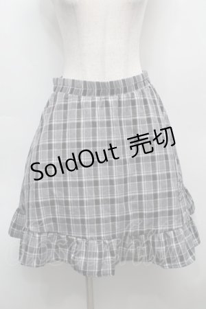 画像: NieR Clothing / 刺繍ギンガムチェックスカート  グレー S-25-09-13-051-PU-SK-HR-ZS