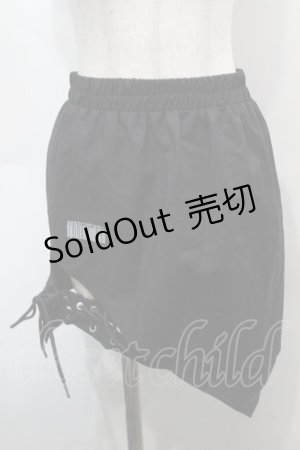画像: NieR Clothing / レースアップアシメスカート  黒 S-25-09-13-052-PU-SK-HR-ZS