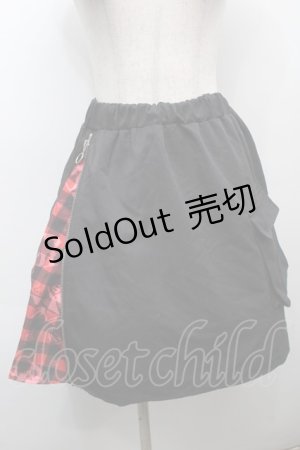 画像: NieR Clothing / ZIP切替スカート  黒ｘ赤 S-25-09-13-053-PU-SK-HR-ZS