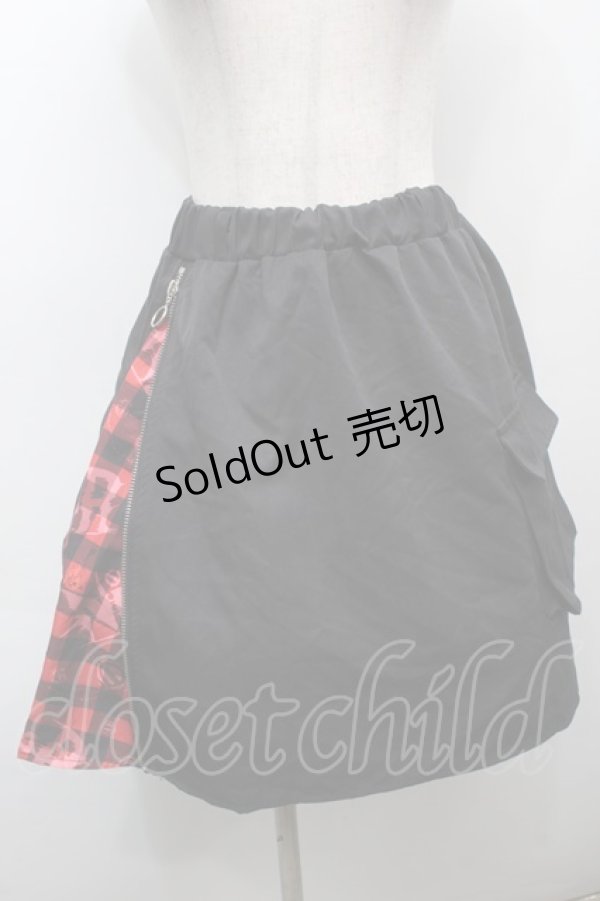 画像1: NieR Clothing / ZIP切替スカート  黒ｘ赤 S-25-09-13-053-PU-SK-HR-ZS (1)