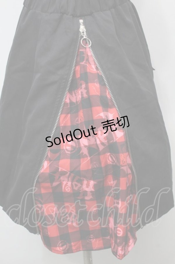 画像3: NieR Clothing / ZIP切替スカート  黒ｘ赤 S-25-09-13-053-PU-SK-HR-ZS (3)