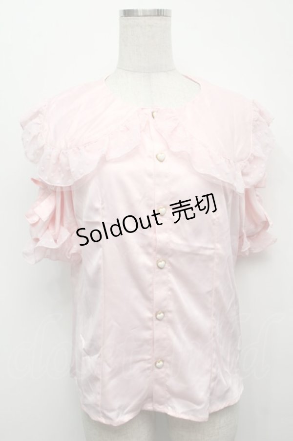 画像1: Swankiss / 襟ドットサテンブラウス  ピンク S-25-09-13-013-CA-BL-HR-ZS (1)