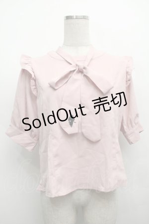 画像: NieR CLOTHING / ボウタイ付シフォントップス  ピンク S-25-09-13-014-PU-BL-HR-ZS