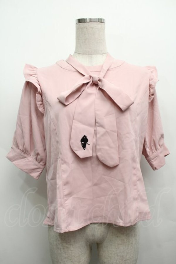 画像1: NieR Clothing / ボウタイ付シフォントップス  ピンク S-25-09-13-014-PU-BL-HR-ZS (1)