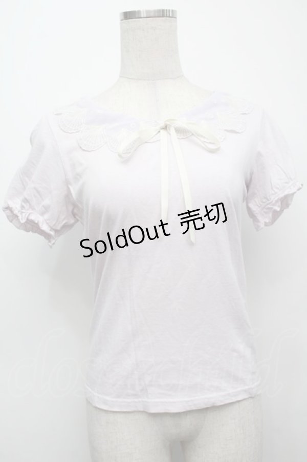 画像1: 【SALE】Fi.n.t / マリン刺繍襟半袖カットソー  ラベンダー S-25-09-13-015-CA-TO-HR-ZT498 (1)