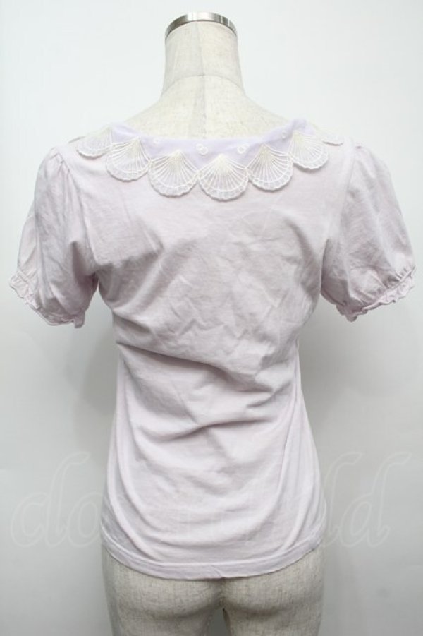 画像2: Fi.n.t / マリン刺繍襟半袖カットソー  ラベンダー S-25-09-13-015-CA-TO-HR-ZT498 (2)