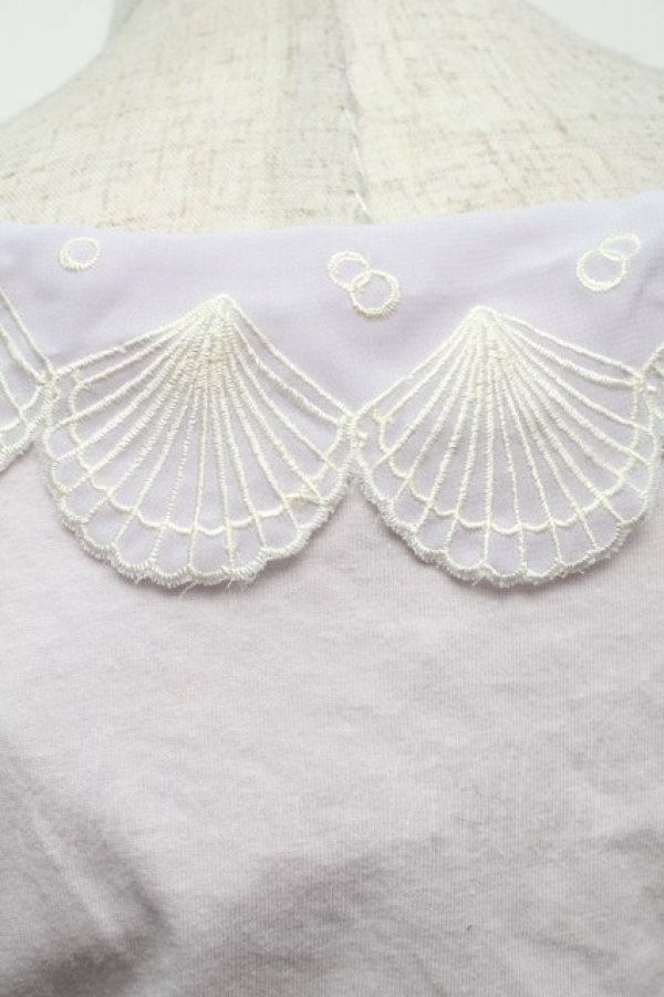 画像3: Fi.n.t / マリン刺繍襟半袖カットソー  ラベンダー S-25-09-13-015-CA-TO-HR-ZT498 (3)