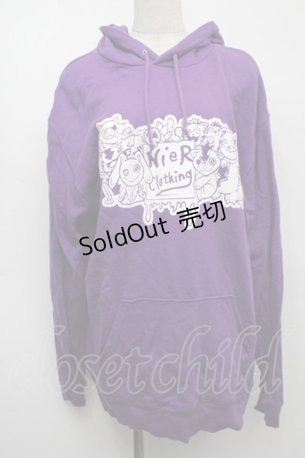 画像1: NieR Clothing / プリントフードプルパーカー  紫 S-25-09-13-017-PU-TO-HR-ZI (1)