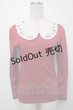 画像: Fi.n.t / さくらんぼ刺繍襟ブラウス  赤 S-25-09-13-020-CA-TO-HR-ZS
