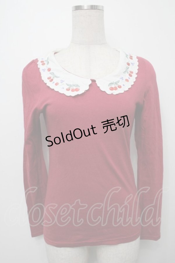 画像1: Fi.n.t / さくらんぼ刺繍襟ブラウス  赤 S-25-09-13-020-CA-TO-HR-ZS (1)