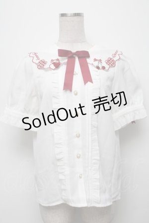 画像: Amavel / ベリー刺繍ブラウス  白ｘ赤 S-25-09-13-003-CA-BL-HR-ZS