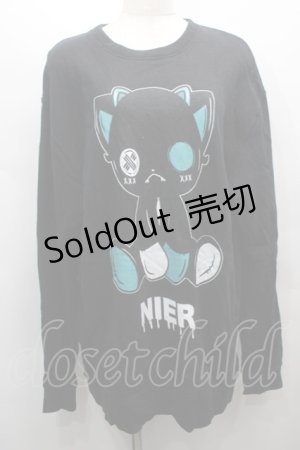 画像: NieR Clothing / プリントスウェットトップス  黒 S-25-09-13-027-PU-TO-HR-ZI