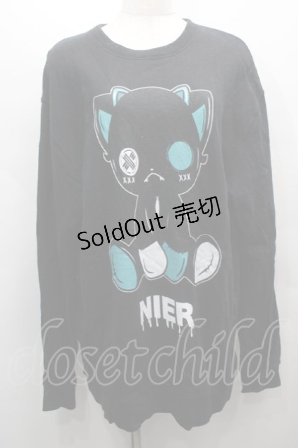 画像1: NieR Clothing / プリントスウェットトップス  黒 S-25-09-13-027-PU-TO-HR-ZI (1)