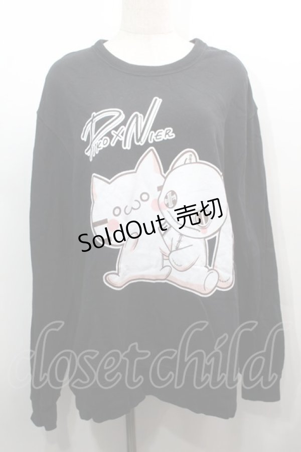 画像1: NieR Clothing / プリントスウェットトップス  黒 S-25-09-13-029-PU-TO-HR-ZS (1)