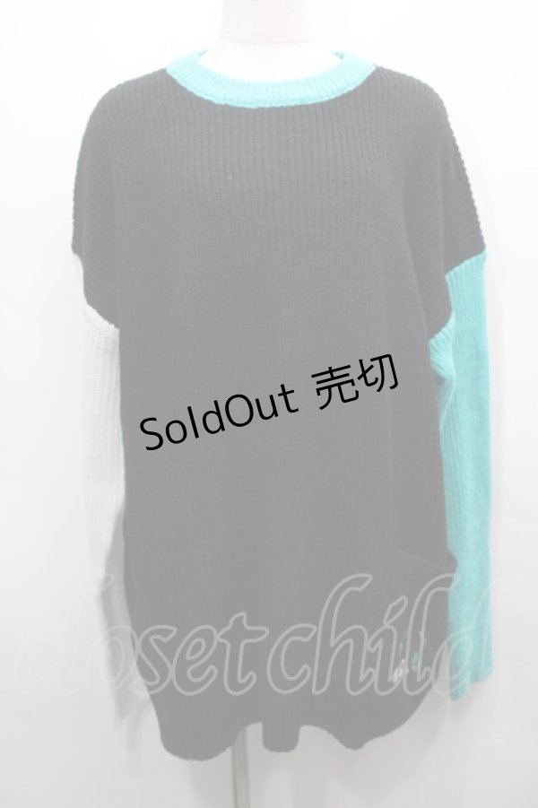 画像1: NieR Clothing / シエル配色ニット  黒ｘグリーン S-25-09-13-032-PU-TO-HR-ZS (1)