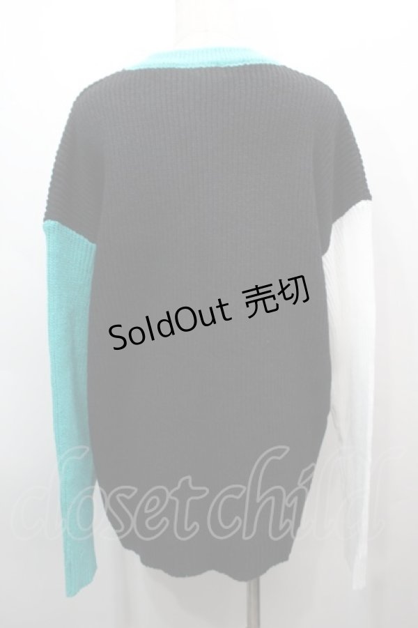 画像2: NieR Clothing / シエル配色ニット  黒ｘグリーン S-25-09-13-032-PU-TO-HR-ZS (2)