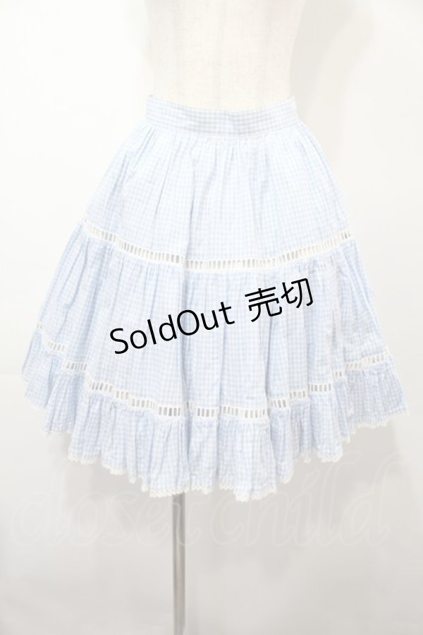画像1: MILK / ギンガムスカート  サックス S-25-09-15-048-ML-SK-AS-ZS (1)