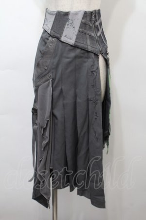 画像: Ozz oneste / タイダイ切替コルセットオーバースカート  グレーｘグリーン S-25-09-15-057-OO-BL-HR-ZS