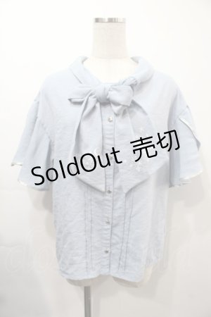 画像: axes femme / 夏の星空刺繍ボウタイブラウス  サックス S-25-09-15-026-AX-BL-HR-ZS