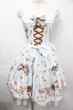 画像: metamorphose / くまちゃんのBakery cafeバッスルジャンパースカート  サックス S-25-09-15-030-ME-OP-AS-ZS
