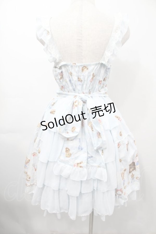 画像2: metamorphose / くまちゃんのBakery cafeバッスルジャンパースカート  サックス S-25-09-15-030-ME-OP-AS-ZS (2)