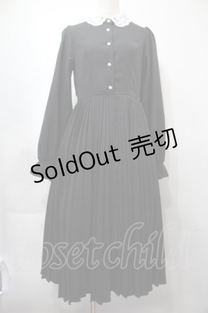 画像: m petit by misako / AM*レースエリプリーツワンピース  黒 S-25-09-15-044-LO-OP-HR-ZS