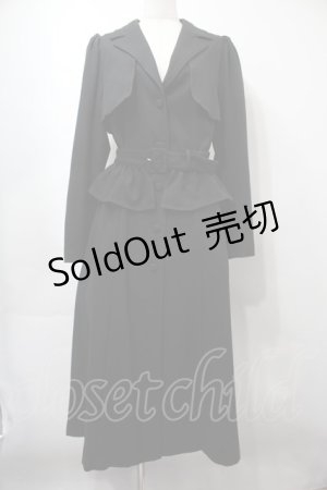 画像: EATME / ペプラムベルトコート  黒 S-25-09-15-045-LO-CO-HR-ZS