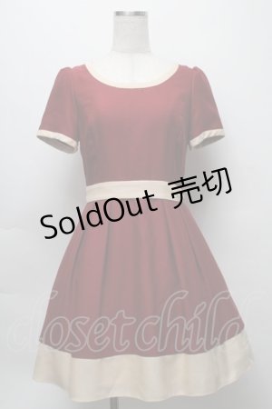 画像: LAISSE PASSE / バイカラーワンピース  ワインｘオフ S-25-09-16-042-LO-OP-HR-ZS