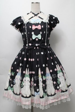 画像: Angelic Pretty / マシュマロバニーワンピース  黒 S-25-09-16-047-AP-OP-AS-ZS