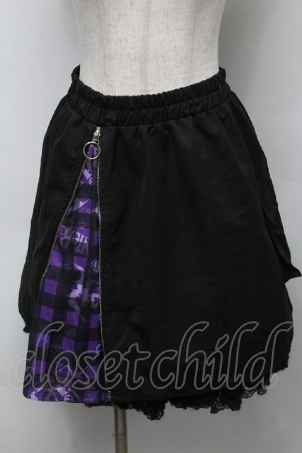 画像1: NieR Clothing / ZIP切替スカート  黒ｘ紫 S-25-09-16-058-PU-SK-HR-ZS (1)