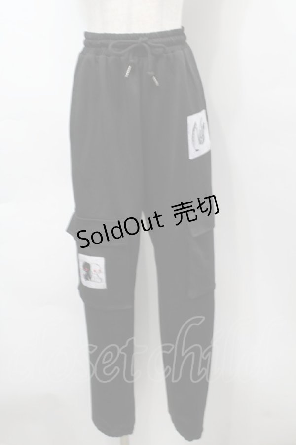 画像1: NieR Clothing / NieRちゃん刺繍ワイドパンツ  黒 S-25-09-16-061-PU-PA-HR-ZI (1)