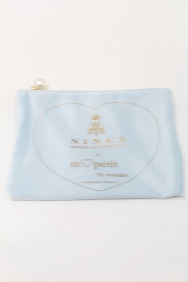 画像1: m petit by misako / AM*コウチャツキベロアポーチ（紅茶無し）  サックス S-25-09-16-004-LO-ZA-HR-ZS (1)