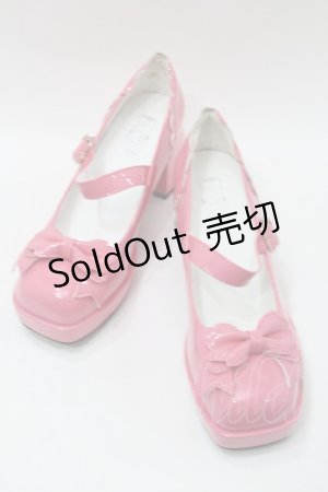 画像: 幻夜星辰 / リボン厚底パンプス  ピンク S-25-09-16-005-LO-SH-HR-ZS