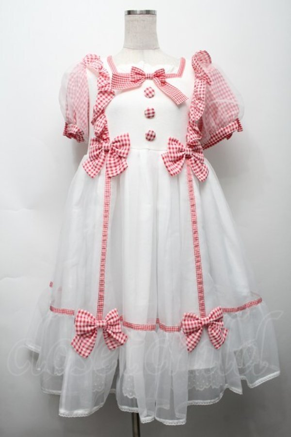 画像1: Angelic Pretty / ふんわりパフェワンピース  赤ｘ白 S-25-09-17-036-AP-OP-HR-ZT070 (1)