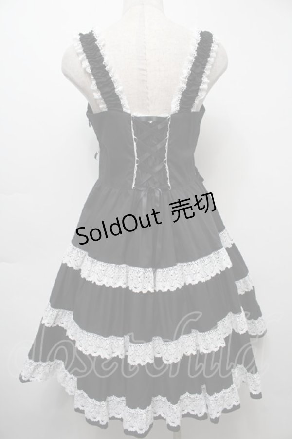 画像2: BABY,THE STARS SHINE BRIGHT / ミルフィーユジャンパースカート（2022年）  黒ｘ白 S-25-09-17-045-BA-OP-AS-ZS (2)