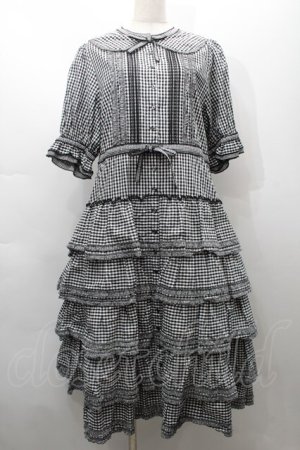 画像: alcali / コットンギンガム前開きワンピース  黒ｘ白 S-25-09-17-047-LO-OP-AS-ZS