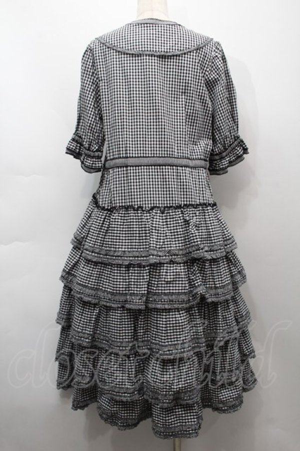 画像2: alcali / コットンギンガム前開きワンピース  黒ｘ白 S-25-09-17-047-LO-OP-AS-ZS (2)