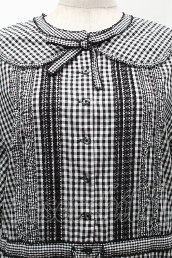 画像3: alcali / コットンギンガム前開きワンピース  黒ｘ白 S-25-09-17-047-LO-OP-AS-ZS (3)