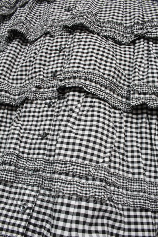 画像4: alcali / コットンギンガム前開きワンピース  黒ｘ白 S-25-09-17-047-LO-OP-AS-ZS (4)