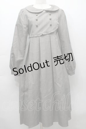 画像: FLC / チェック柄ボックスプリーツワンピース  グレー S-25-09-17-049-LO-OP-AS-ZS