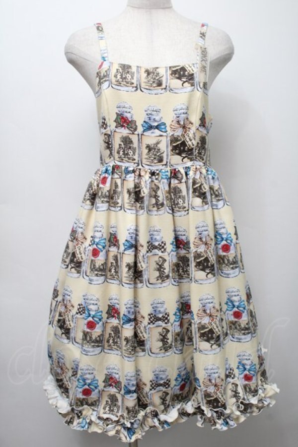 画像1: Emily Temple cute / Drink meボトル裾フリルワンピース  アイボリー S-25-09-17-053-ET-OP-HR-ZS (1)