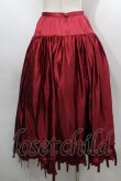 画像2: WONDERFUL WORLD / 裾リボンピンタックサテンスカート  ボルドー S-25-09-17-058-LO-SK-SA-ZS (2)